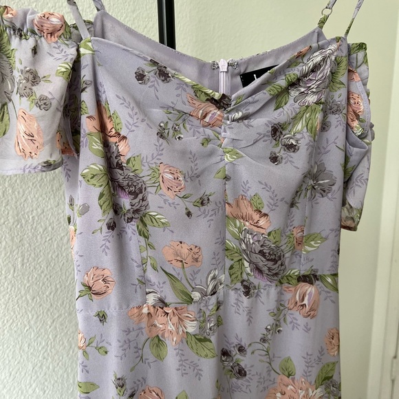 Lavender Floral Print High-Low Dress - Picture 3 of 5